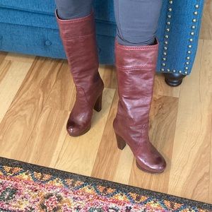 Maroon leather Vince Camuto boots